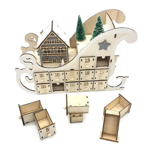 24-Day Countdown Sledge Christmas Calendar Decoration Gift Box