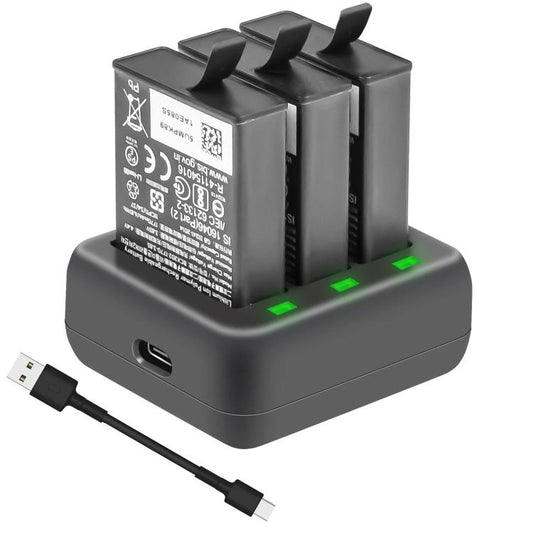 Cargador de baterías compacto YX de 3 ranuras para DJI Osmo Action 4/Action 3, estación de carga de 5 V 3 A, cargador de baterías de tres ranuras