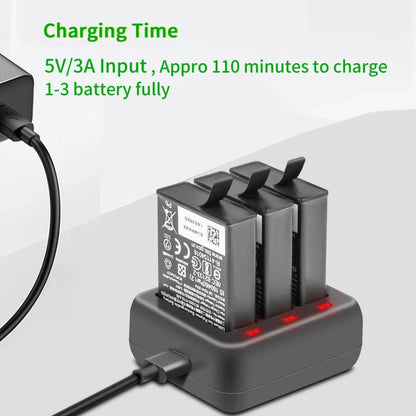For DJI Osmo Action 4/Action 3 YX 3-Slot Battery Charger Hub Compact Charging Station, 5V 3A Tri-Slot Batteries Charger