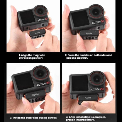 For DJI Osmo Action 5 Pro /4/3 Flymile Magnetic Quick Release Base With 1/4-inch Screw & 2-claw Interface, 1/4-inch Screw & 2-claw