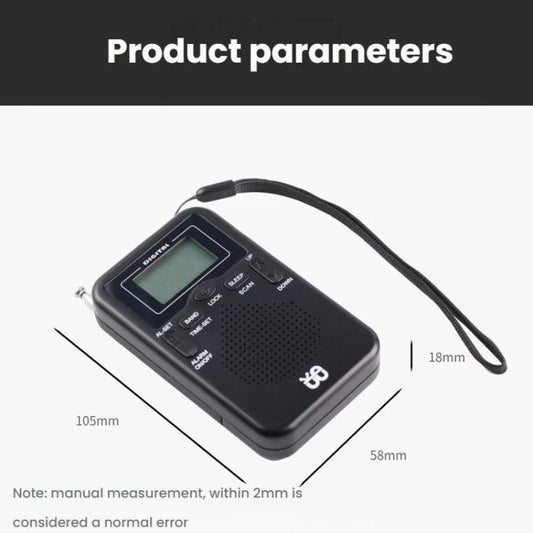 Portable FM/AM Clock-Controlled Stereo Pocket Radio Player, For EU, For US