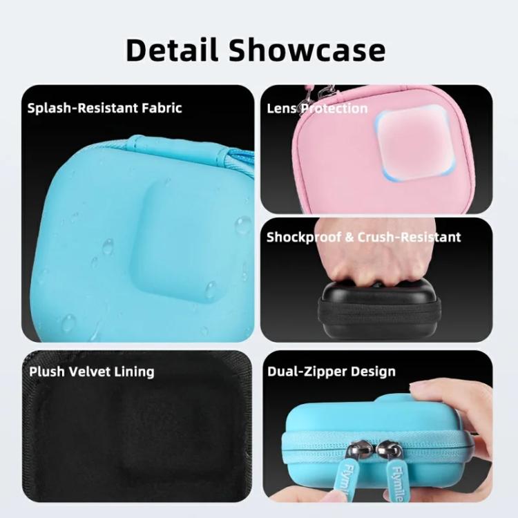 Flymile PU Mini Camera Case with Carabiner For Caged DJI Action 3/4/5 Pro/Insta360 Ace Pro 2/1/GoPro
