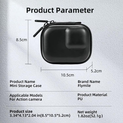 Flymile PU Mini Camera Case with Carabiner For Caged DJI Action 3/4/5 Pro/Insta360 Ace Pro 2/1/GoPro