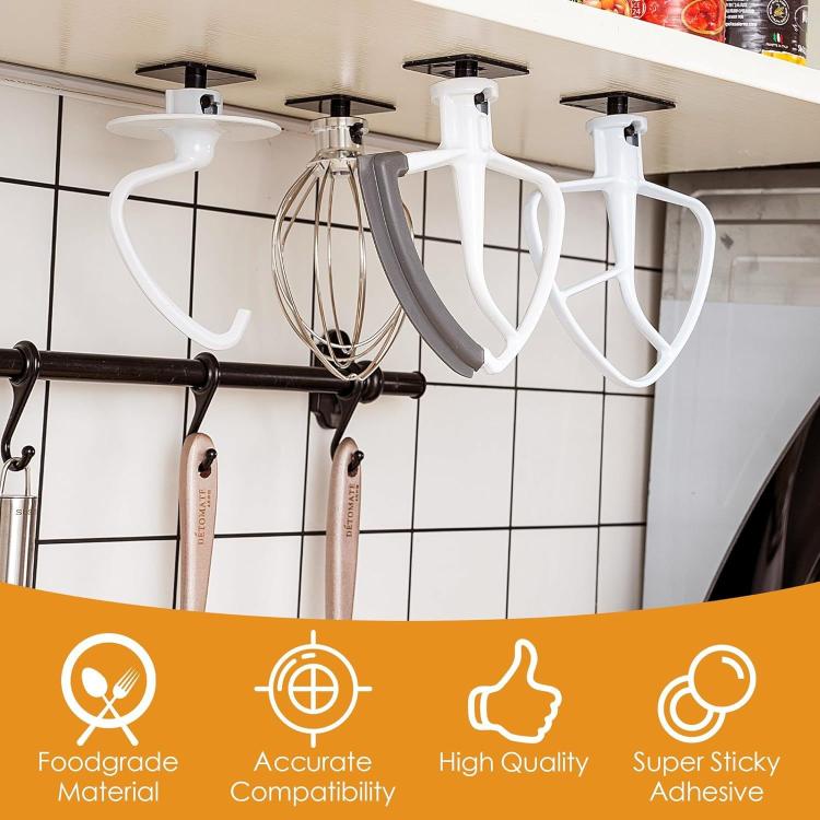 Universal Stand Mixer Attachments Holders Storage Hook Accessory Organizer, 4pcs, 4pcs White