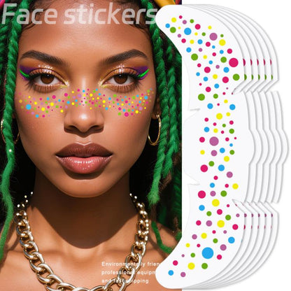 6-in-1 Rainbow Glitter Freckle Face Stickers Kit Multi-Design Temporary Tattoos for Parties, Festive Makeup, Rainbow Glitter