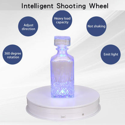 Remote Controll Light Rotating Tray Still Life Display Adjustable Speed Brightness Jewelry Stand, 20cm White Base White Light Direct Plug, 20cm Black Base White Light Direct Plug, 20cm White Base Colorful Light Direct Plug������������������������������...