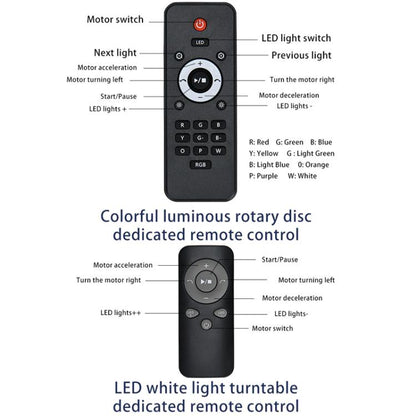 Remote Controll Light Rotating Tray Still Life Display Adjustable Speed Brightness Jewelry Stand, 20cm White Base White Light Direct Plug, 20cm Black Base White Light Direct Plug, 20cm White Base Colorful Light Direct Plug������������������������������...