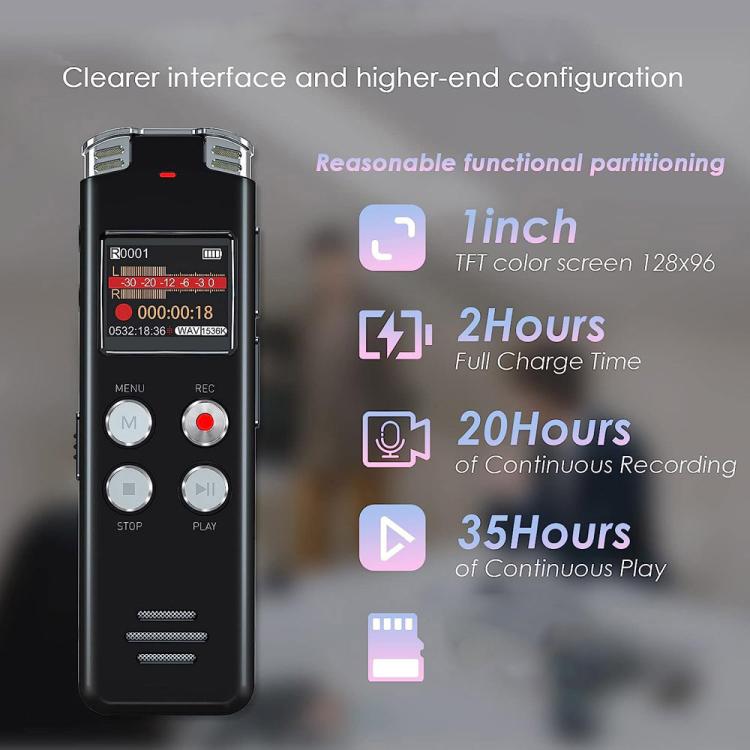 Portable HD Noise-Cancelling Voice-Activated Digital Voice Recorder For Conferences, 64GB, 128GB
