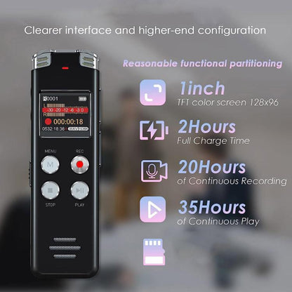 Portable HD Noise-Cancelling Voice-Activated Digital Voice Recorder For Conferences, 64GB, 128GB