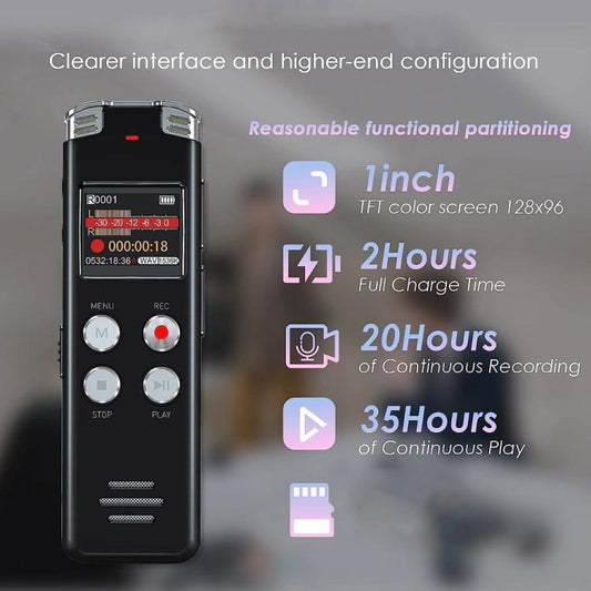 Portable HD Noise-Cancelling Voice-Activated Digital Voice Recorder For Conferences, 64GB, 128GB