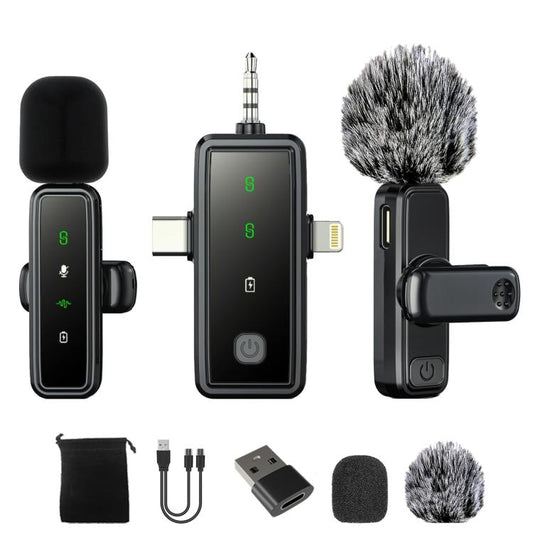 Kabelloser Kragen-Clip-Mikrofon, intelligentes Geräuschunterdrückungs-Mini-Mikrofon, J82 Dual-Mikrofon 3-in-1-Schnittstelle 8 Stück/Set, J81 1-zu-2-Typ-C-Schnittstelle 9 Stück/Set
