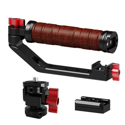 Poignée latérale en bois avec glissière et vis pour stabilisateur de cardan, Pour DJI RS 4 Mini / 4 PRO / 3 / 3 Mini / 3 PRO / 2, Poignée simple, Avec glissière, Avec glissière et vis de cardan