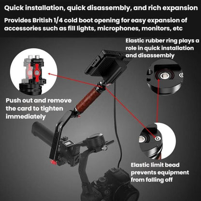 Poignée latérale en bois avec glissière et vis pour stabilisateur de cardan, Pour DJI RS 4 Mini / 4 PRO / 3 / 3 Mini / 3 PRO / 2, Poignée simple, Avec glissière, Avec glissière et vis de cardan