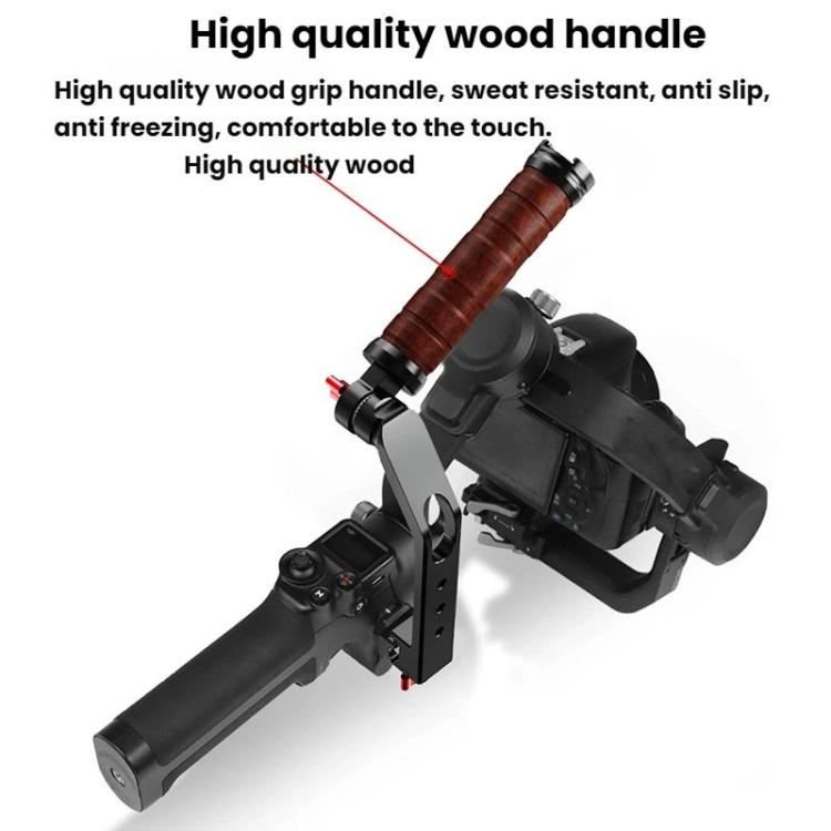 Poignée latérale en bois avec glissière et vis pour stabilisateur de cardan, Pour DJI RS 4 Mini / 4 PRO / 3 / 3 Mini / 3 PRO / 2, Poignée simple, Avec glissière, Avec glissière et vis de cardan