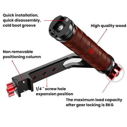 Poignée latérale en bois avec glissière et vis pour stabilisateur de cardan, Pour DJI RS 4 Mini / 4 PRO / 3 / 3 Mini / 3 PRO / 2, Poignée simple, Avec glissière, Avec glissière et vis de cardan