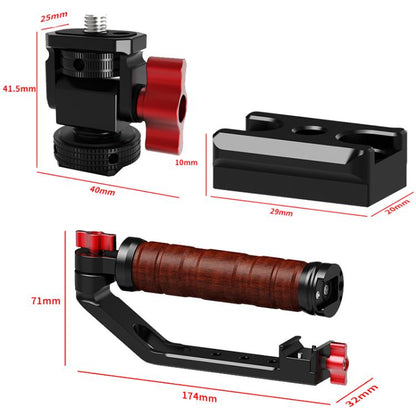 Poignée latérale en bois avec glissière et vis pour stabilisateur de cardan, Pour DJI RS 4 Mini / 4 PRO / 3 / 3 Mini / 3 PRO / 2, Poignée simple, Avec glissière, Avec glissière et vis de cardan