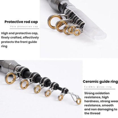 TOPLINE TACKLE Mini canne à pêche ultra courte en carbone, manche rétractable, canne à pêche télescopique, 1,5m, 1,8m, 2,1m, 2,4m