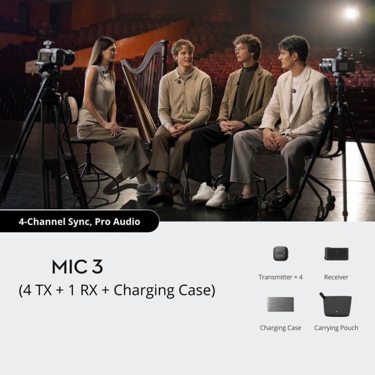 Original 4 TX + 1 RX + Charging Case For DJI Mic 3, 4 TX + 1 RX + Charging Case