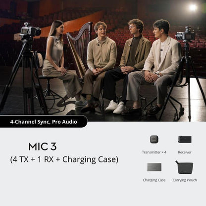 Original 4 TX + 1 RX + Charging Case For DJI Mic 3, 4 TX + 1 RX + Charging Case