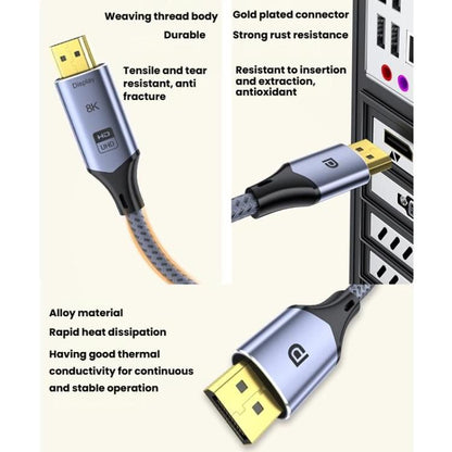 DP To HDMI 8K 60HZ HD Conversion Cable TV Computer Connection Conversion Monitor Projection Cable