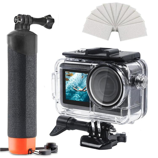 For DJI Action 5 Pro/4/3 Waterproof Diving Case with Buoyancy Float Stick Kit Includes Anti-Fog Inserts, Mounting Base, For DJI Action 5 Pro/4/3
