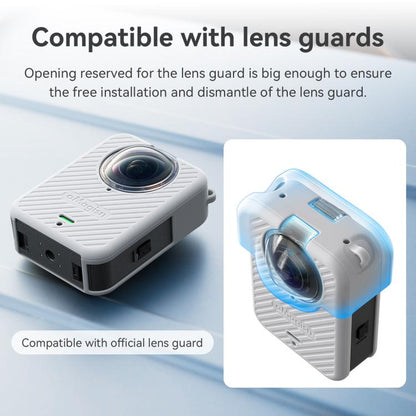 For DJI Osmo 360 Camera aMagisn Silicone Body Cover Set with Lens Cap & Neck Lanyard