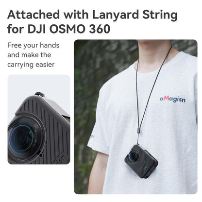 For DJI Osmo 360 Camera aMagisn Silicone Body Cover Set with Lens Cap & Neck Lanyard