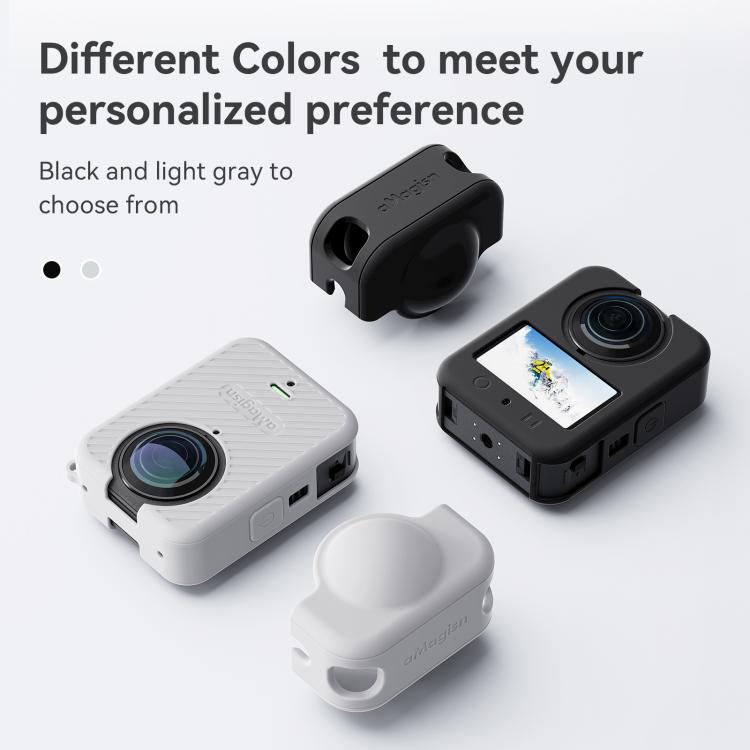 For DJI Osmo 360 Camera aMagisn Silicone Body Cover Set with Lens Cap & Neck Lanyard