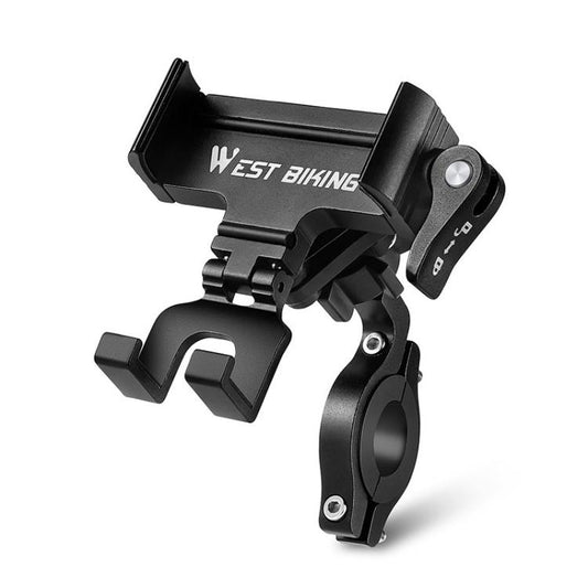 WEST BIKING Support Téléphone Vélo Alliage d'Aluminium Support de Navigation pour Vélo de Route / VTT, Guidon Noir, Guidon Argent, Guidon Rouge, Potence Noire, Potence Argent, Potence Rouge