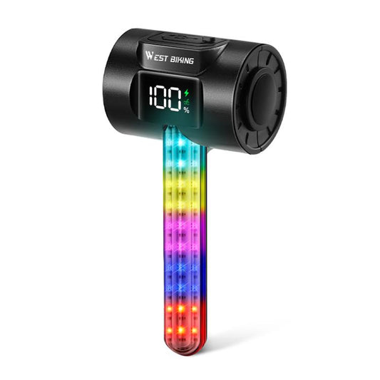 WEST BIKING Smart Sensor Bike Tail Light, 180-degree Wide Angle, IPX4 Waterproof, Dynamic LED Effects with Battery Display, Red Light, RGB Light