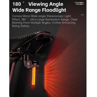 WEST BIKING Smart Sensor Bike Tail Light, 180-degree Wide Angle, IPX4 Waterproof, Dynamic LED Effects with Battery Display, Red Light, RGB Light