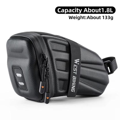 WEST BIKING Hard Shell Bike Saddle Bag Cycling Seat Pack with Reflective Strips & Tail Light Mount, YP0707395