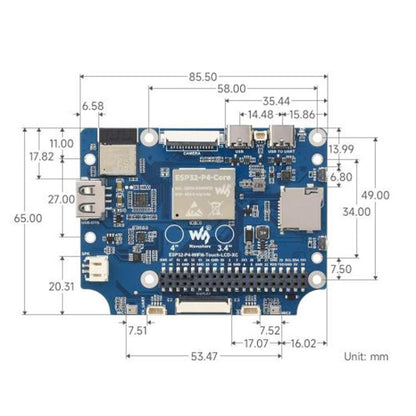 WAVESHARE 31523 ESP32-P4 Berührungsrund-LCD-Bildschirm-Entwicklungsboard, ESP32-P4-WIFI6-Touch-LCD-3.4C, ESP32-P4-WIFI6-Touch-LCD-4C
