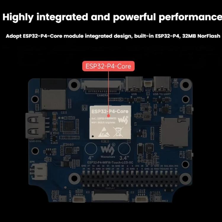 WAVESHARE 31523 ESP32-P4 Berührungsrund-LCD-Bildschirm-Entwicklungsboard, ESP32-P4-WIFI6-Touch-LCD-3.4C, ESP32-P4-WIFI6-Touch-LCD-4C