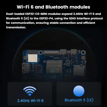 WAVESHARE 31523 ESP32-P4 Berührungsrund-LCD-Bildschirm-Entwicklungsboard, ESP32-P4-WIFI6-Touch-LCD-3.4C, ESP32-P4-WIFI6-Touch-LCD-4C