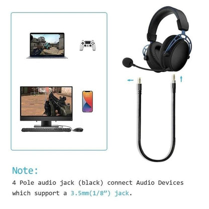 For Kingston HyperX Cloud Alpha / Mix 3.5mm Male To Male Headset Recorder Cable