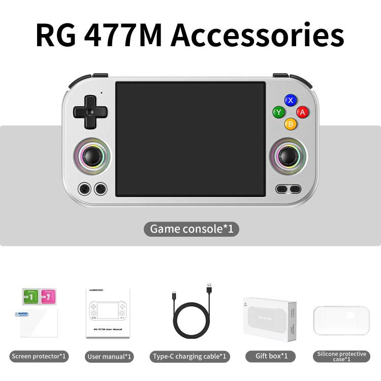 ANBERNIC RG 477M  Android 14 Handheld Game Console With Aluminum Alloy Body, 4.7-Inch LTPS In-Cell Touch Screen, 3D Hall Joystick & Self-Developed AI Assistant, 128G, 256G