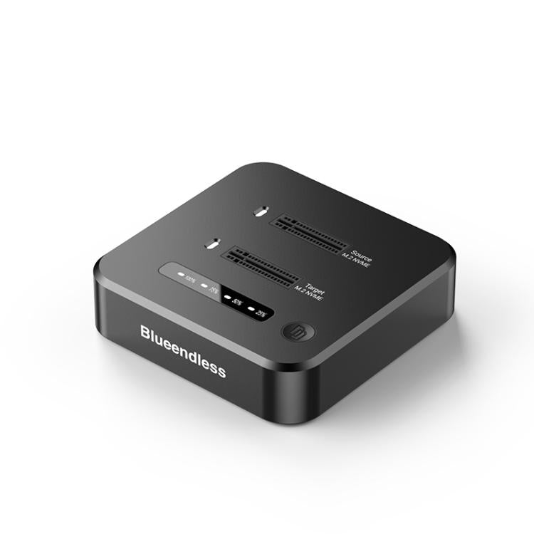 Blueendless SD08A M.2 NVMe SSD Docking Station Dual-Bay USB 3.2 Gen2 10Gbps External Drive Enclosure With One-Key Offline Clone Function, US Plug, EU Plug, UK Plug