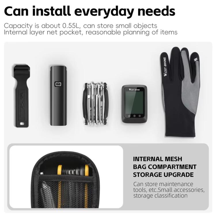 WEST BIKING Bicycle Hard-Shell Tail Bag Waterproof Quick-Release Cycling Bag, YP0707419