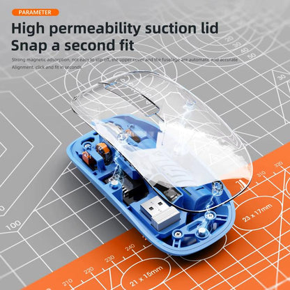 T-WOLF X11 Transparent Wireless Mouse Dual Mode 2.4G+Bluetooth, USB-C Rechargeable with Magnetic Cover