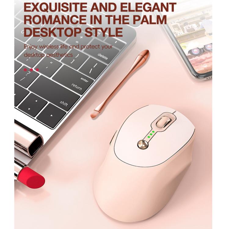 2400 DPI Wireless Mouse USB-C Rechargeable, Milk Tea Color Elegant Design with Battery Indicator