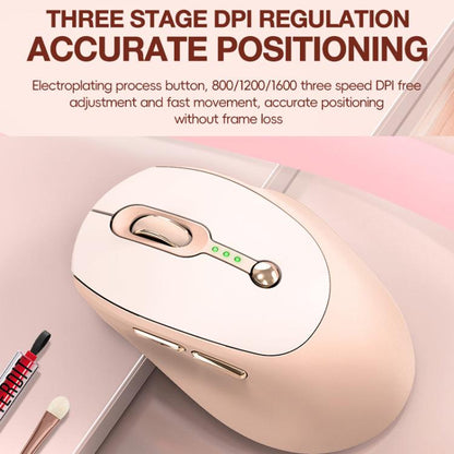 2400 DPI Wireless Mouse USB-C Rechargeable, Milk Tea Color Elegant Design with Battery Indicator