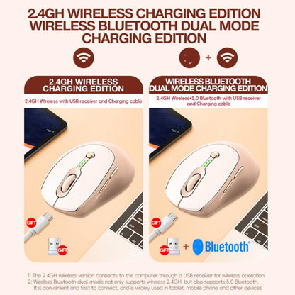2400 DPI Wireless Mouse USB-C Rechargeable, Milk Tea Color Elegant Design with Battery Indicator