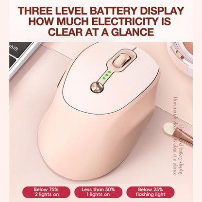 2400 DPI Wireless Mouse USB-C Rechargeable, Milk Tea Color Elegant Design with Battery Indicator