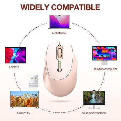 2400 DPI Wireless Mouse USB-C Rechargeable, Milk Tea Color Elegant Design with Battery Indicator