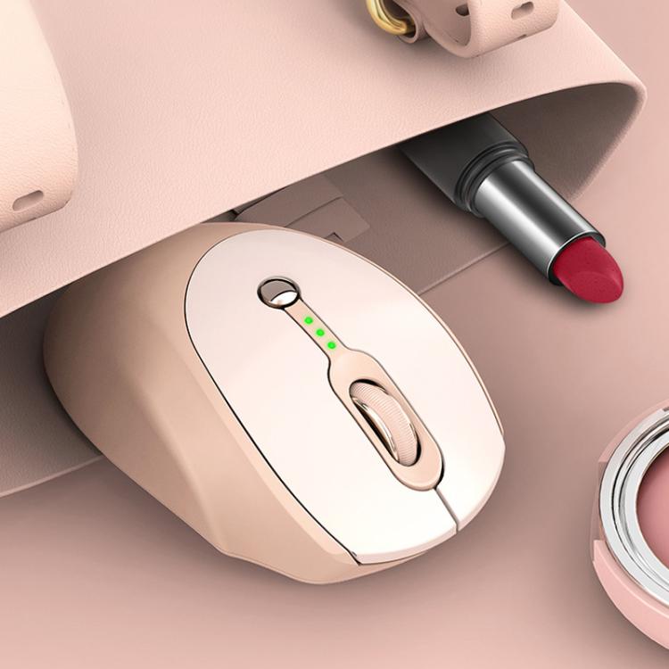 2400 DPI Wireless Mouse USB-C Rechargeable, Milk Tea Color Elegant Design with Battery Indicator