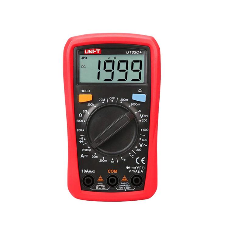 Palm Size Multimeter With Backlit LCD Display, 600V 10A AC/DC Voltage Tester