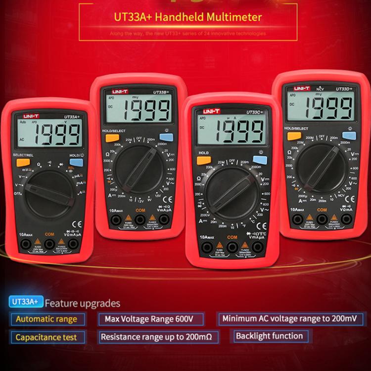 Palm Size Multimeter With Backlit LCD Display, 600V 10A AC/DC Voltage Tester