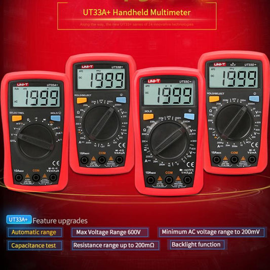 Palm Size Multimeter With Backlit LCD Display, 600V 10A AC/DC Voltage Tester