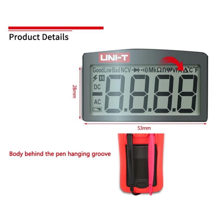 Palm Size Multimeter With Backlit LCD Display, 600V 10A AC/DC Voltage Tester